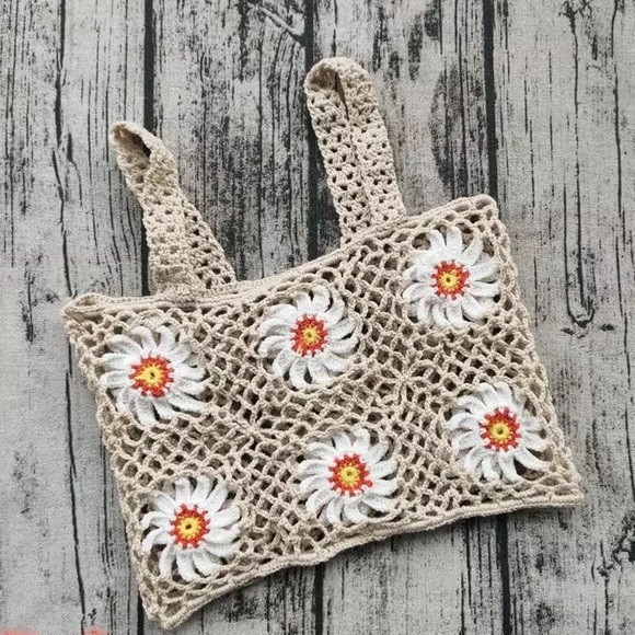 Coming Up Daisies Tan Crochet Bikini Set - Picture 2 of 4